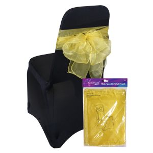 Organza Sheer Wedding Chair Sash In Gold