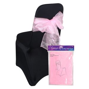 Organza Sheer Wedding Chair Sash In Pink