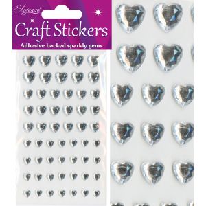 6mm - 10mm Mixed Diamante Hearts -  Stick On Gems