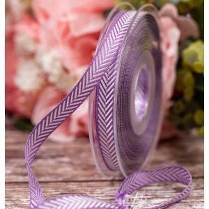 10mm Lilac Herringbone stripe ribbon By Berisfords Ribbons