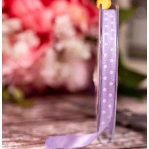 10mm Lilac Taffeta Ribbon With White Polka Dot
