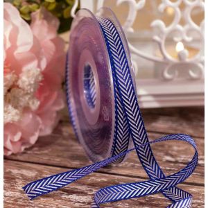 Royal Blue Herringbone Ribbon In A 10mm