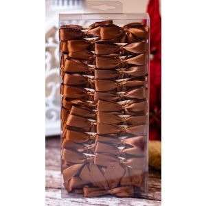 Chocolate Brown Satin Ribbon Bows With Adhesive Pad x 100