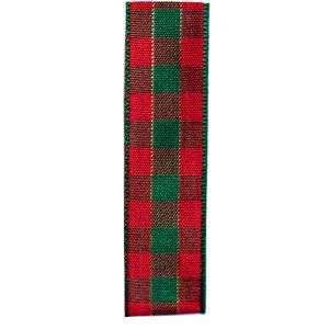 16mm Merriment red and green check christmas ribbon from Berisfords ribbons