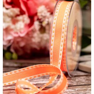 15mm Neon Orange Stitched Ribbon By Berisfords Ribbons