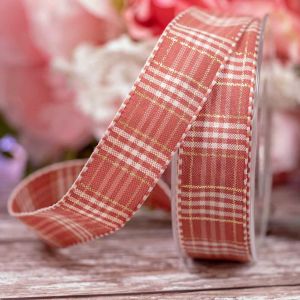 25mm Cloudy Pink In Rustic Plaid By Berisfords Ribbons