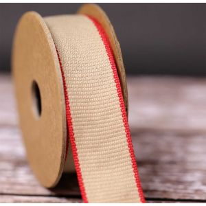 Hopsack Ribbon in Red - 15mm x 15m