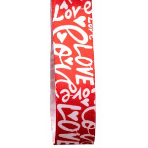 red and white love ribbon