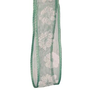 25mm x 20m Mint Green Sheer Ribbon With Wired Edge By Halbach Ribbons