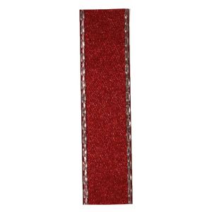 Red Satin Ribbon With Silver Edging 15mm x 20m
