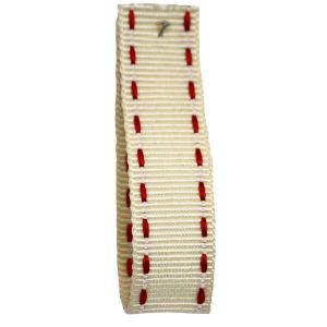 Stitched Grosgrain Ribbon Article 1339 Col: Ivory / Red 15mm