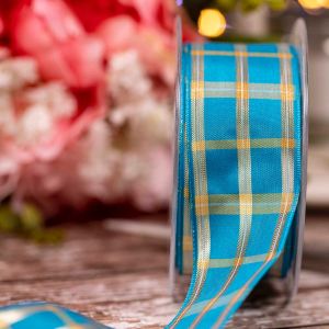 40mm Regal Tartan Ribbon By Berisfords ribbon In Blue