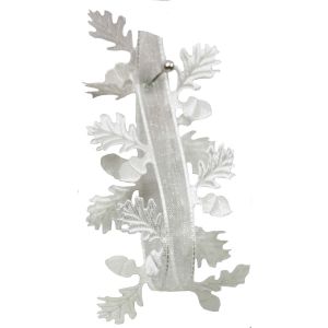 Ivory Sheer With Satin Oak Leaf Design