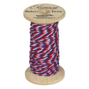 Bakers Twine Wooden Spool 2mm x 15m Red/White/Blue