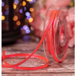 7mm Flo Pink Satin Ribbon With Silver Edge By Berisfords Ribbons
