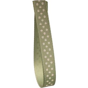 9mm Grosgrain Ribbon In Moss With Cream Micro Dots