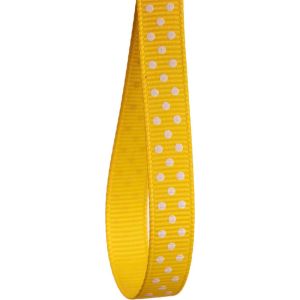 9mm yellow Grosgrain Ribbon With Cream Micro Dots
