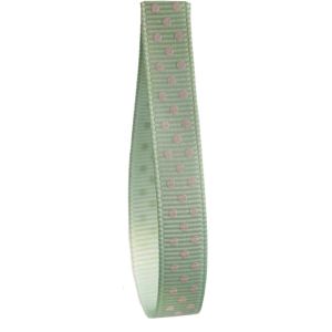 9mm Mint Green Grosgrain Ribbon With Cream Micro Dots
