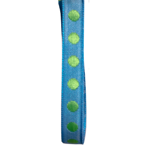 10mm blue taffeta with green spots