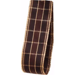 Brown and gold checked ribbon