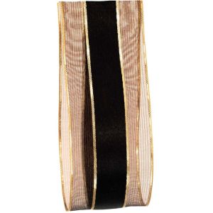 brown sheer and satin stripe ribbon