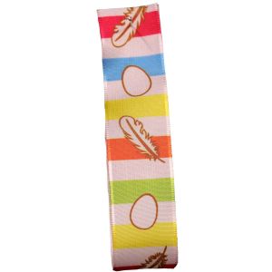 40mm Eggs & Feathers Taffeta Ribbon in Spring Shades (Col: 1058)