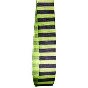 15mm Witches Stripe ribbon in green and black 