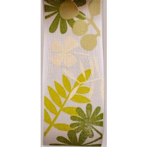 40mm Floral Leaf Print In Shades Of Green