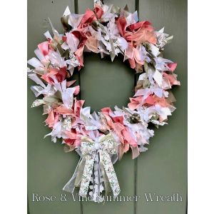 Rose and Vine Ribbon Wreath Kit On Front Door