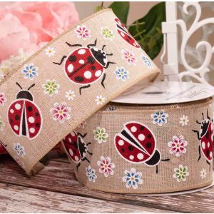 63mm wired edged butterfly and floral designed ribbon
