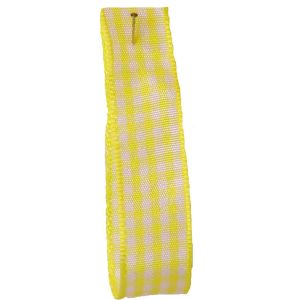 Gingham Ribbon By Berisfords in Lemon (Colour 5):  available in 5mm - 40mm widths