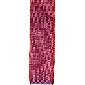 25mm x 25m Light Red Wire Edged Taffeta Ribbon By Shindo Ribbons