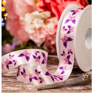 25mm Lilac Butterfly Ribbon