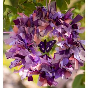 Purple Butterfly Ribbon Wreath Kit With Glass Butterfly Light Catcher