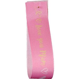 Love you Mum Pink Taffeta Ribbon 25mm