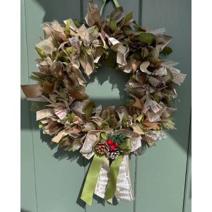 Ribbon Wreath kit in Naturals and muted greens ideal for Christmas