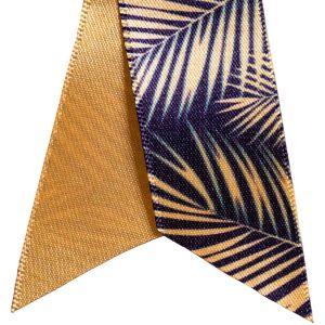 Navy & Gold Palm Leaf Design By Berisfords Ribbons