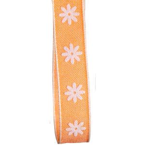 15mm Orange Daisy Print Ribbon