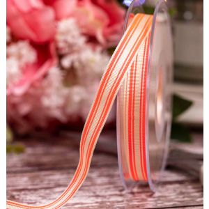 10mm Neon Stripe Ribbon in Orange By Berisfords Ribbons