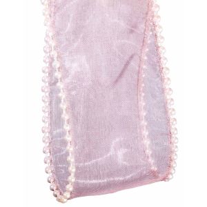 50mm Pale Pink Sheer With Wired Pearl Edge