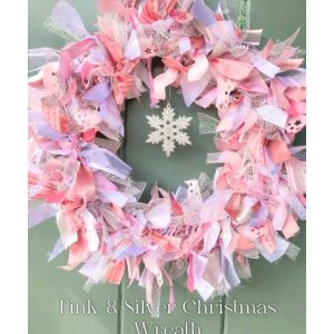 pink and silver ribbon wreath kit