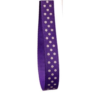 9mm Grosgrain Ribbon In Purple With Cream Micro Dots