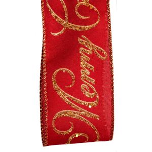 Red and Gold Merry Christmas Ribbon