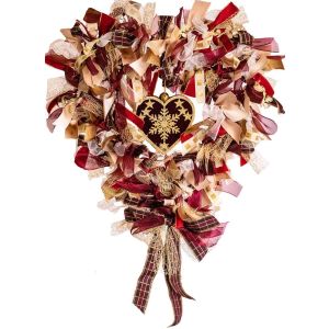 Red & Gold Christmas Heart Shaped Ribbon Wreath kit