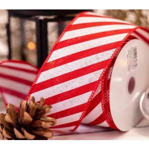 Red & White Striped Christmas Ribbon