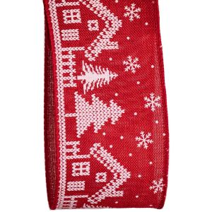 Red Nordic House Christmas Ribbon