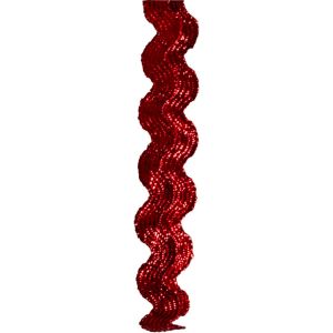 9mm x 20m Christmas red lurex ric rac ribbon