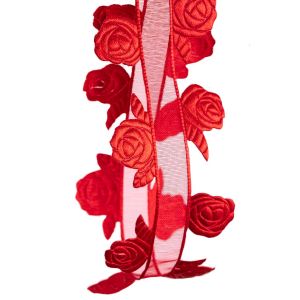 38mm red rose cut out ribbon