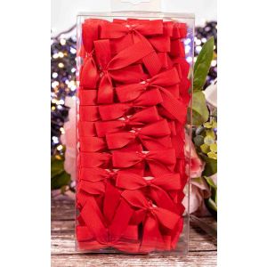 100 Red Grosgrain Bows With Self Adhesive Pads