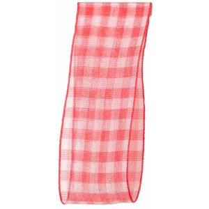 Sheer Gingham Ribbon Col: Red. 15mm